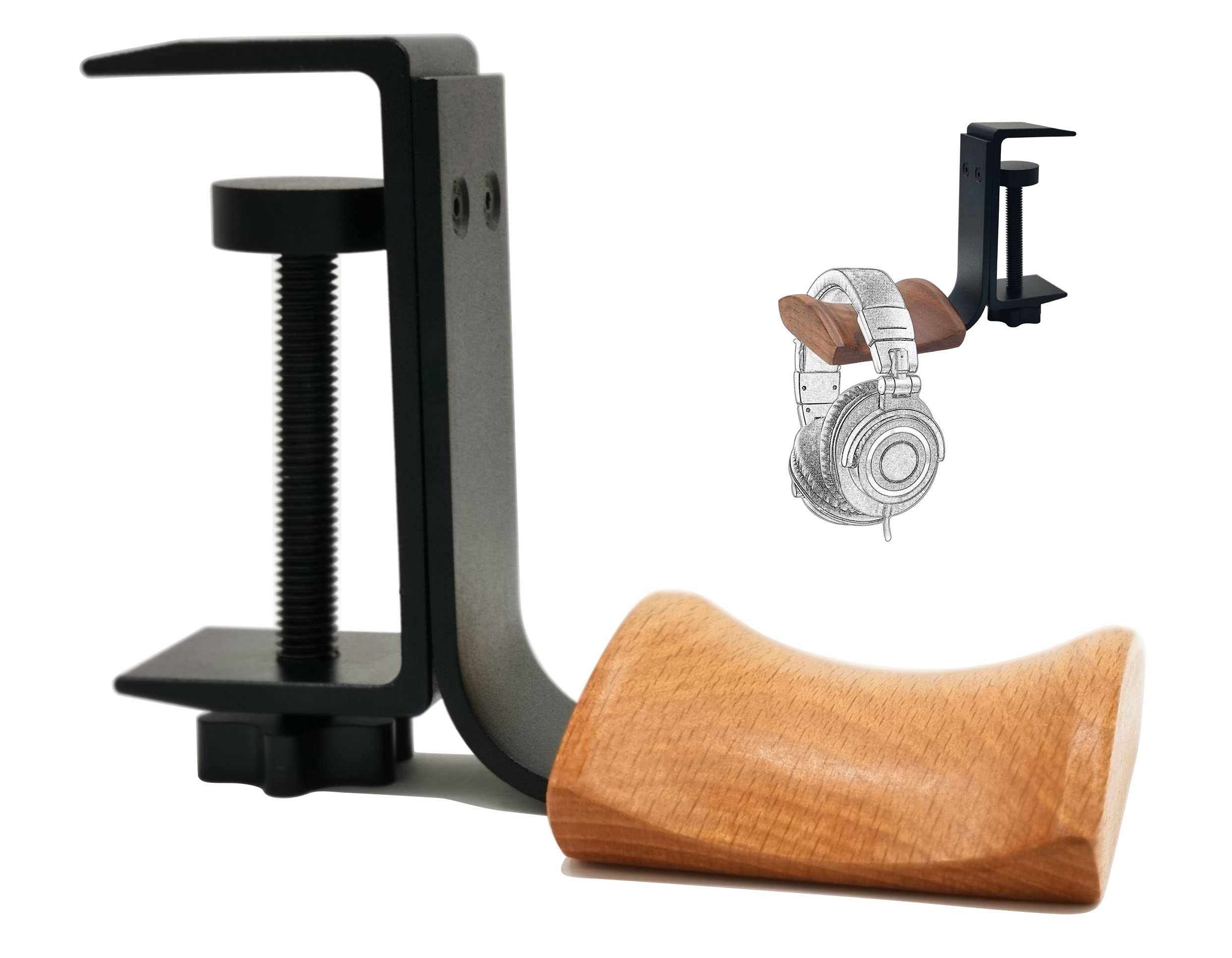 

FTBOL Wooden Headphone StandHangar [No Drilling Required] Wall-Mounted, Premium PC Gaming Headset Stand with 8kg Weight Capacity and Storage Hooks,