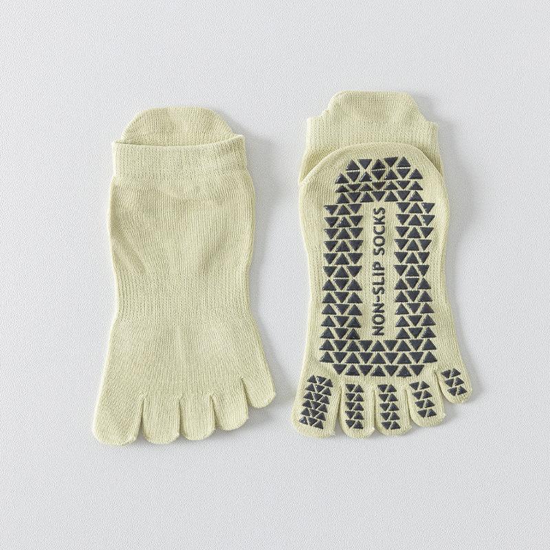 Five-finger Yoga Socks - Pure Cotton Women's Anti-slip Adult Exercise, Pilates Fitness Floor Toe-split Short Socks