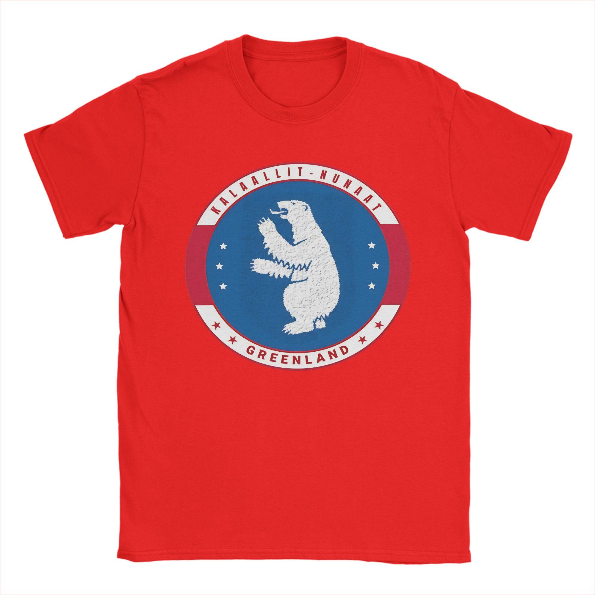 Greenland Coat Of Arms Kalaallit Nunaat Polar Bear In Blue Red Cotton TShirt For Mens T Shirts ONeck Tee Shirt Big Size Tops S