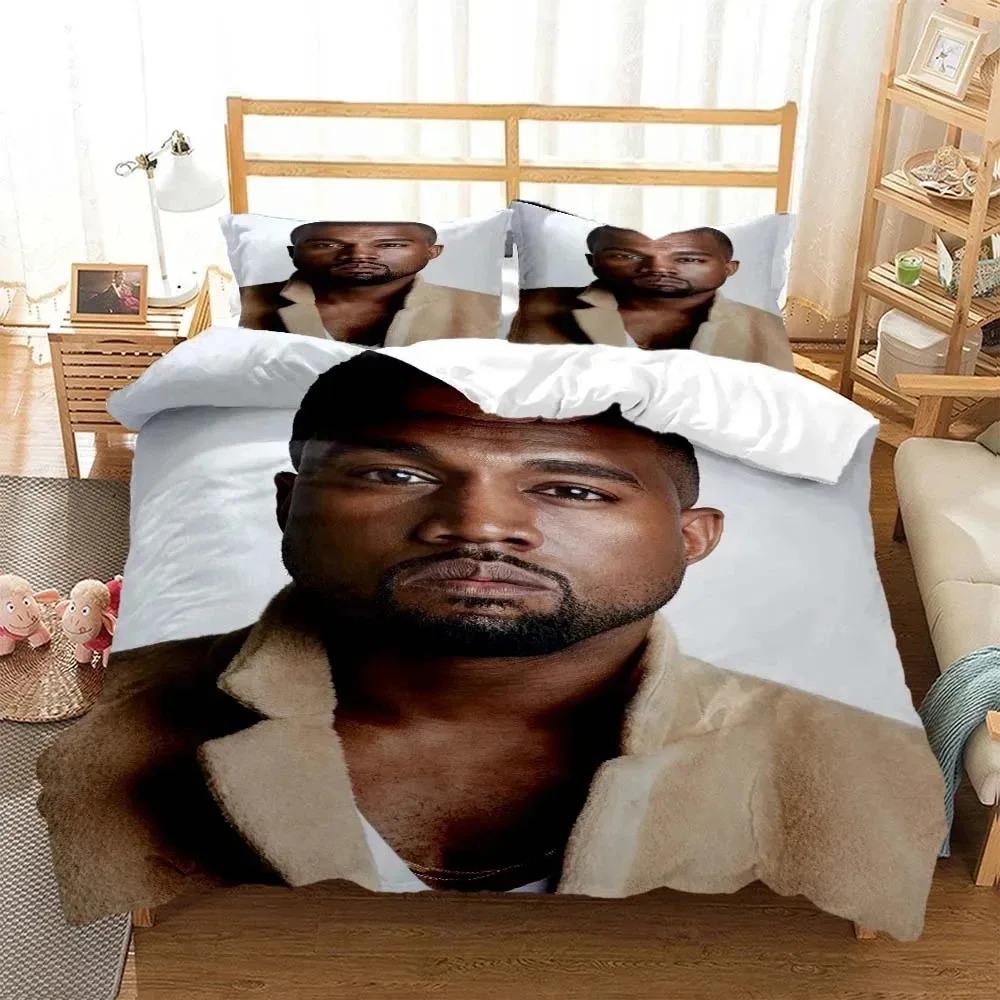 3D Print Rapper Kanye West Musik Bedding Set Double Twin King Duvet Cover Comforter Pillowcase Boys Girls Adults Bedroom