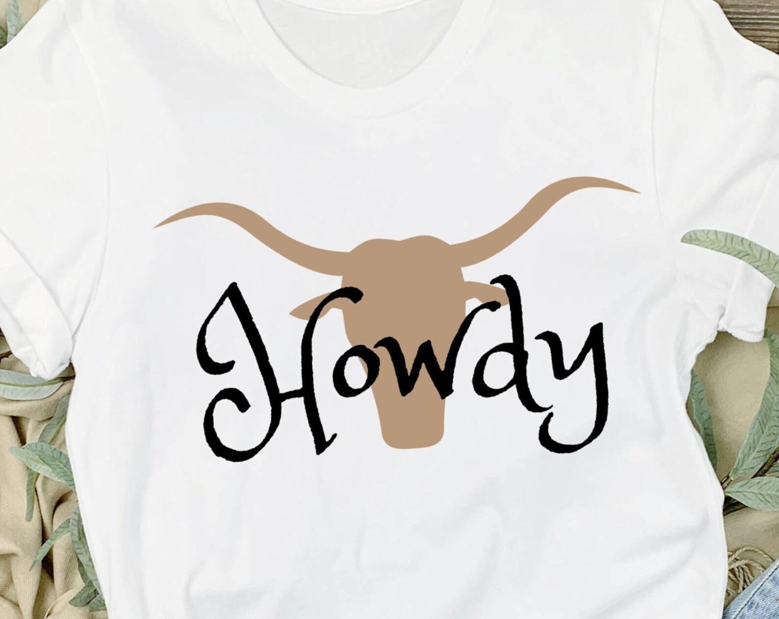 Howdy, western tshirt with cow skull, western shirt, cowgirl tshirt, cowboy tshirt, howdy shirt L