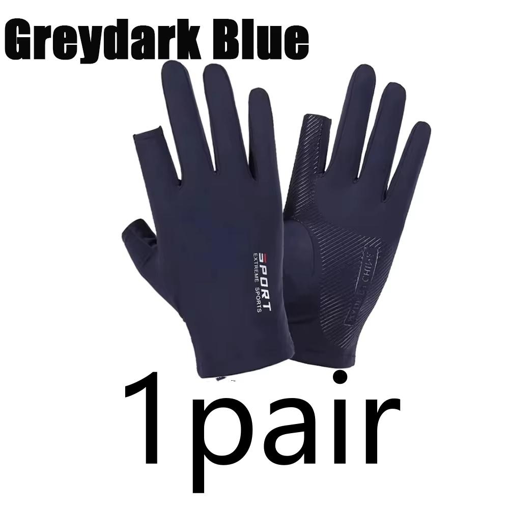 

1pair Ice Silk Half-Finger Cycling Gloves Summer Two-Finger Touchscreen Compatible Anti-Slip Sun-Proof Breathable Fitness Glove
