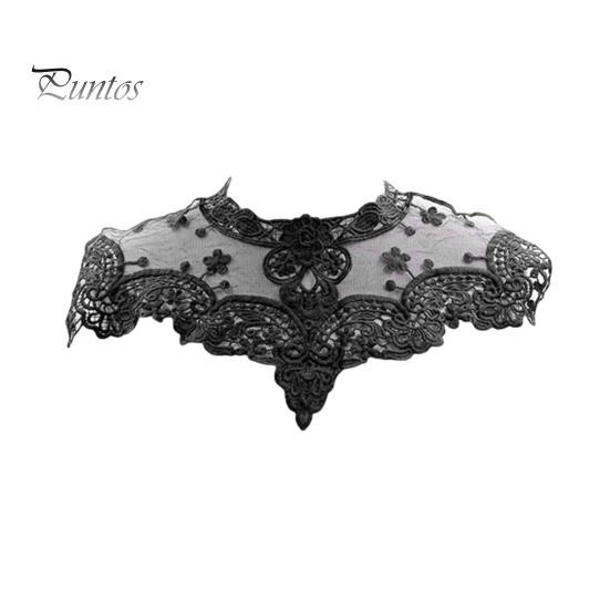 Lace Embroidered Fake Collar Hollow See-through Lace Flower Pattern False Collar Lace Embellished Clothing Accessory