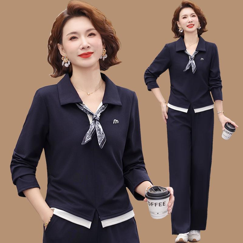 

Mom s 2026 Spring-Autumn Fashion Lapel Hoodie Sportswear: Middle-aged & Elderly Women s Casual Two-piece Set 3XL (120-135 catties)