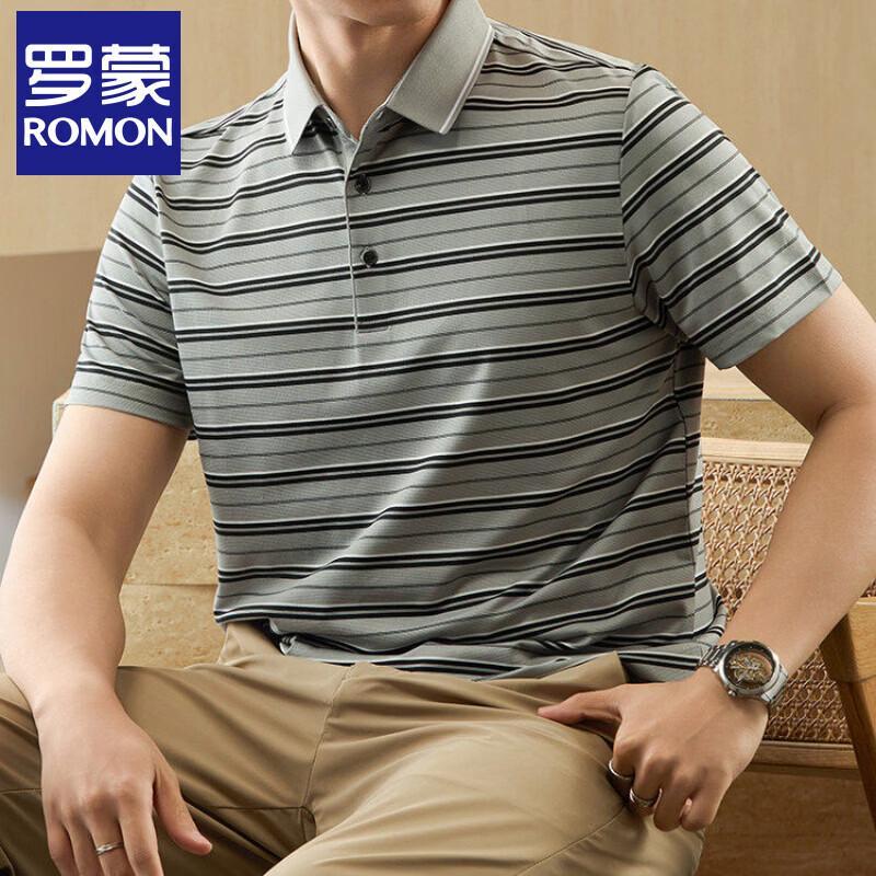 Romon Men s Striped Cooling Polo Shirt 175