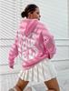 Women's Harajuku Fleece Hoodie with Back Letter Print
