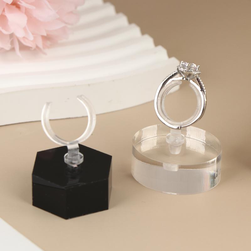 Clear Geometric Acrylic Ring Display Stand Jewelry Holder 2 Grid Box for Wedding Ceremony Earring Retail Showcase