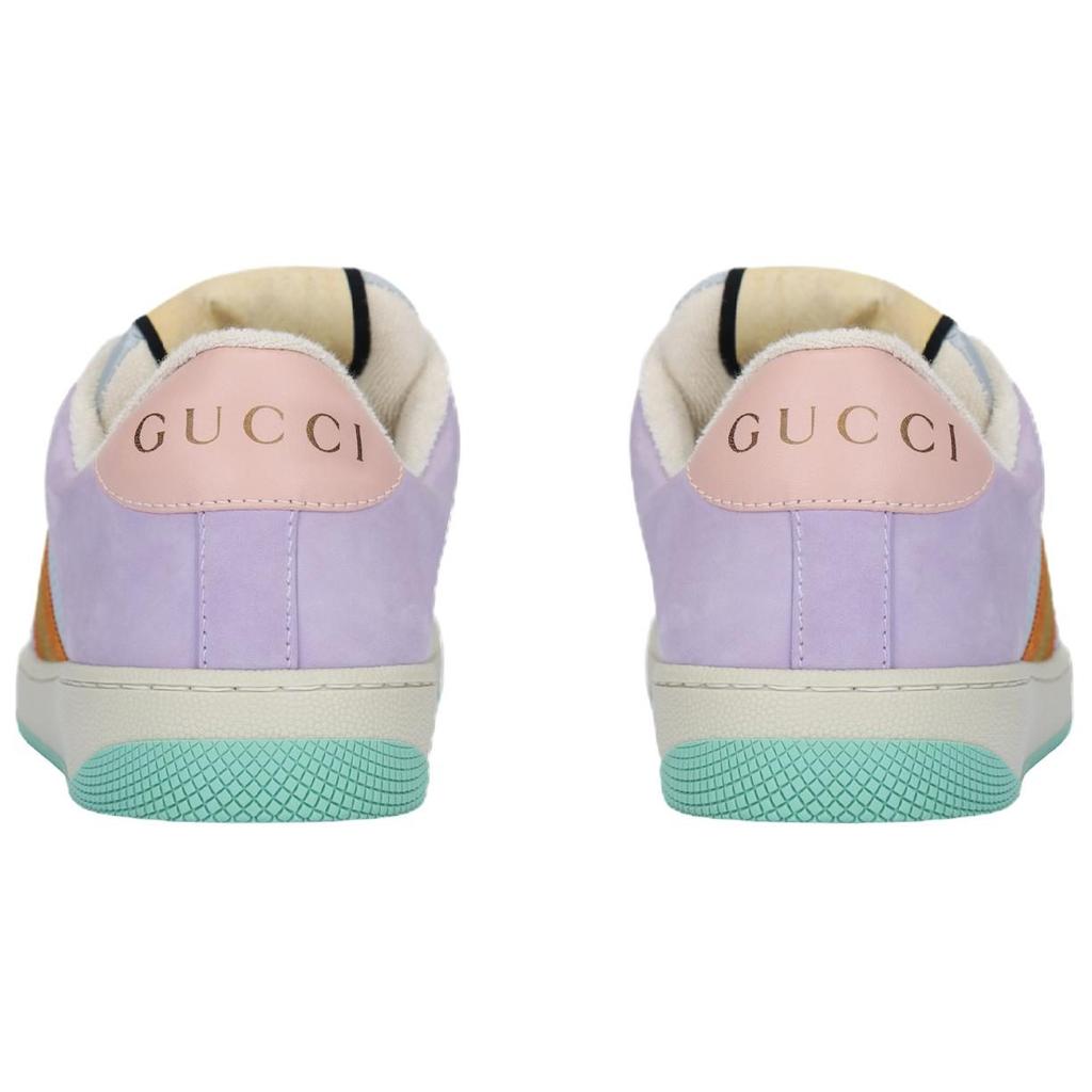 Gucci Screener Lovelight Leather Distressed Shoes Low Top Stylish Skateboarding Shoes Women's Purple Blue Orange 708295 0YIA0 5380