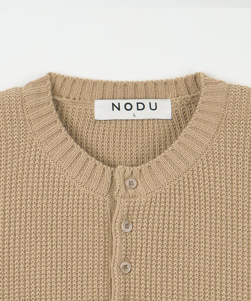 NODU Waffle Henley Neck Knit [Beige]