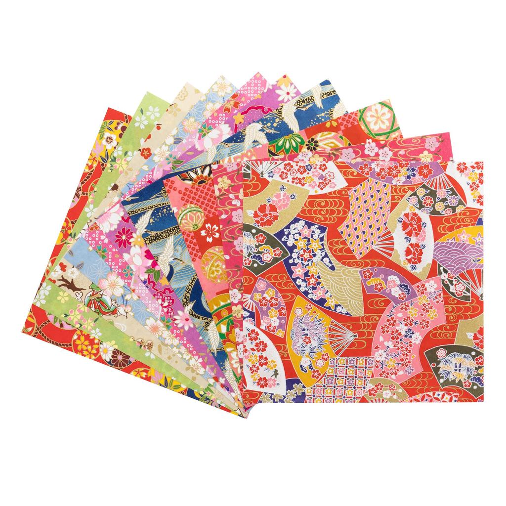 Kawasumi Washi Special Kyoto Yuzen Washi Chiyogami Various 10 Patterns Hand-Dyed Paper, 15cm, Patterns,