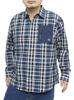 One Colors LOGOS PARK Men's Check Shirt, Plus Size, Viyella, D-Ring, Nylon, with Pocket, Long Sleeve, Size 2L, Sax (67)