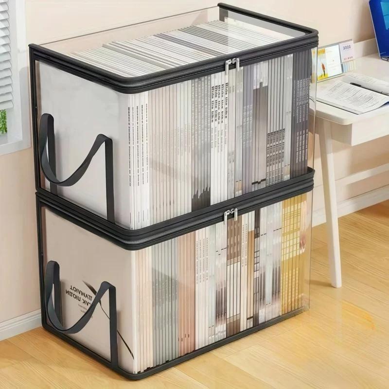 5pc Large Transparent Storage Boxes with Flip Lid with Black Frame Cabinet Organization and Storage Storage Bins Organization