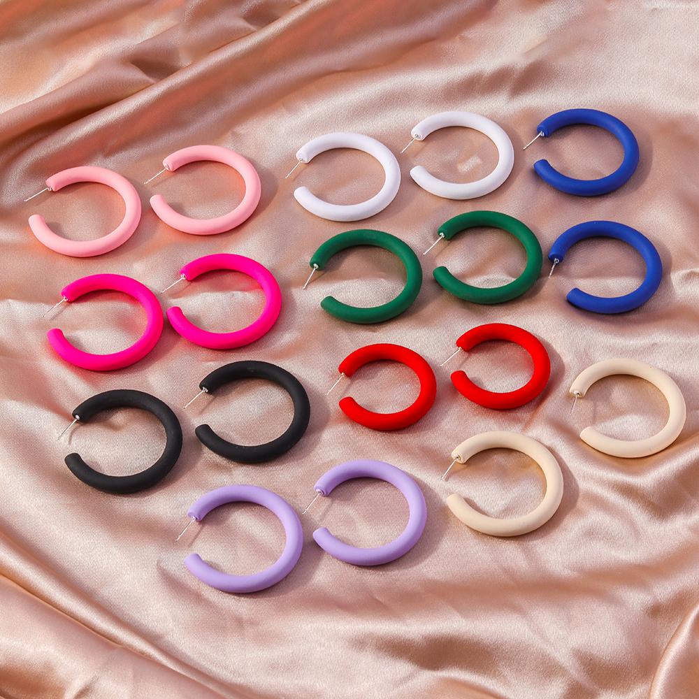 Orecchini a Cerchio Rotondi Carini Color Caramella 3,8 cm per Donne Ragazze Semplici Orecchini Geometrici Gioielli per Feste Vacanze Regali