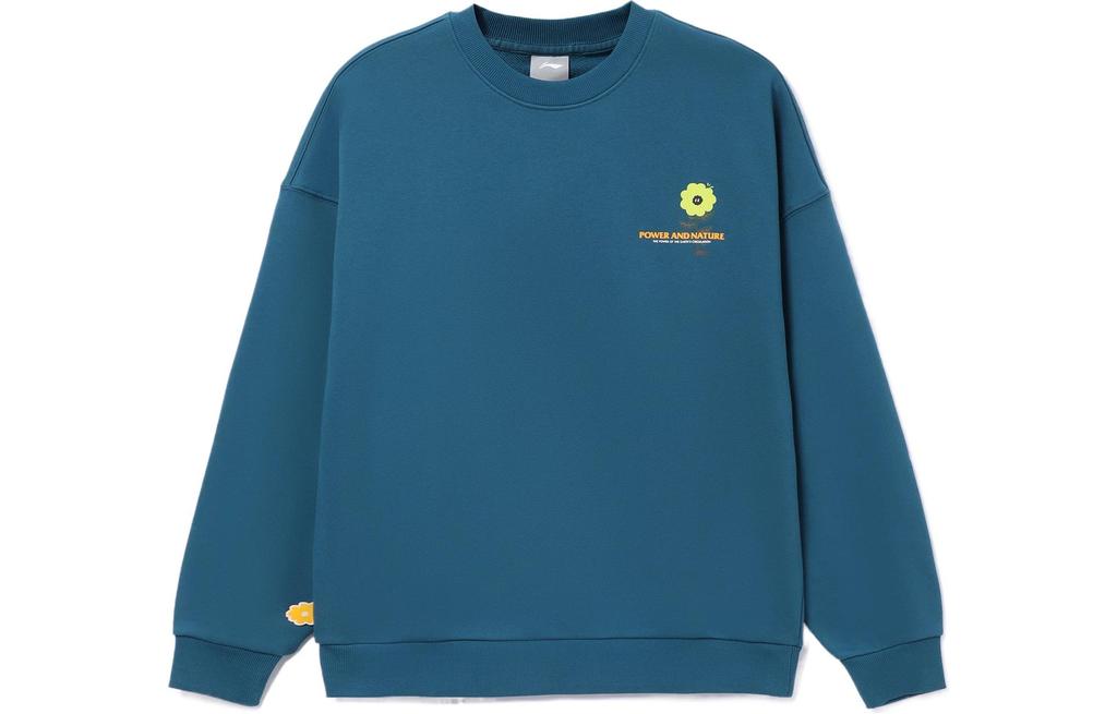 Li Ning Sports Fashion Collection Sweatshirts Men's Blue Crew Neck Moderate Regular AWDRF35-1