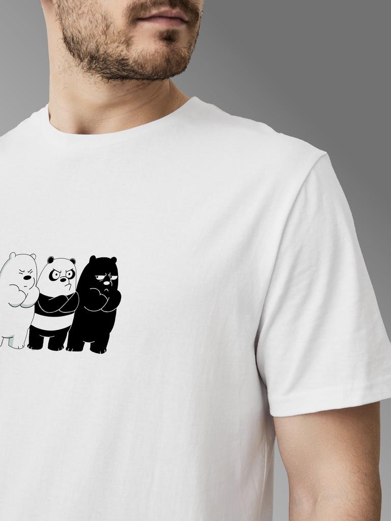 Plus Size Bears Printed Casual Men T Shirts Lover Short Sleeves Cotton Tops