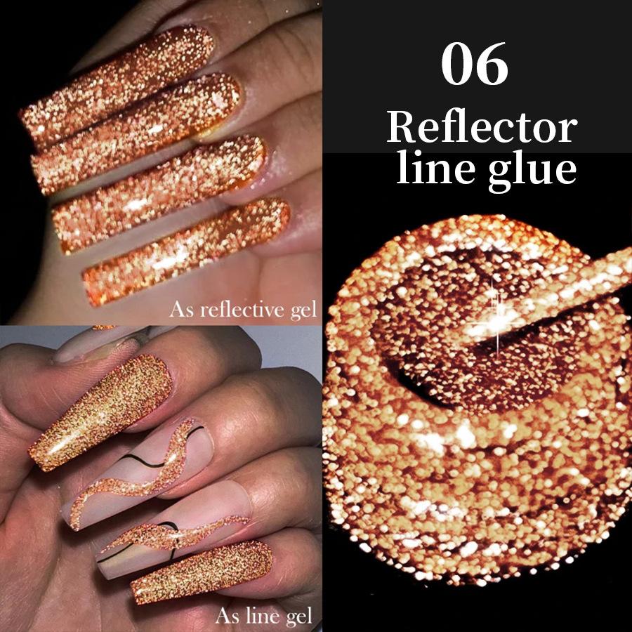 3D Metallic Nail Line Gel High Shine Reflective Flash Chrome DIY & Salon Use Dazzling Sparkle Nail Art Stripe Gel