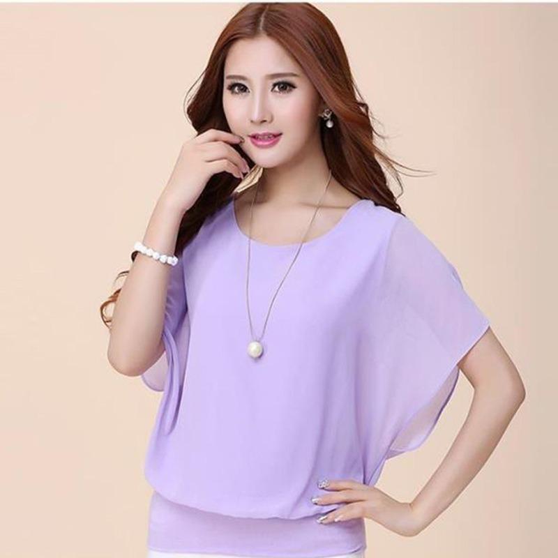 Summer  Chiffon T-Shirt Loose-Fit Women's Clothing Base Layer Top Fashionable Lady Plus Size Short Sleeves