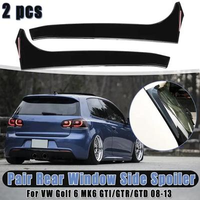 Para VW Golf 6 MK6 GTI GTR GTD 2008-2013 Preto Brilhante ABS Janela Traseira Lateral Tronco Spoiler Canard Canards Splitter Acessórios