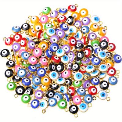 10/20/30pcs Evil Eye Beads Colorful Evil Eye Flat Round Charm Türkiye Beads Spacer Beads DIY Bracelet Earrings Necklace Crafts