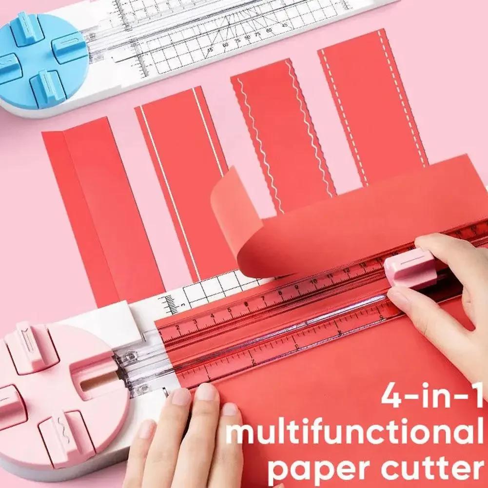 1 Peça 4-em-1 Cortador de Papel Foto ID Conta de Mão Arte Papel de Escritório Artesanato Cortador Doméstico Cortador de Papel Pequeno de Plástico Multifuncion