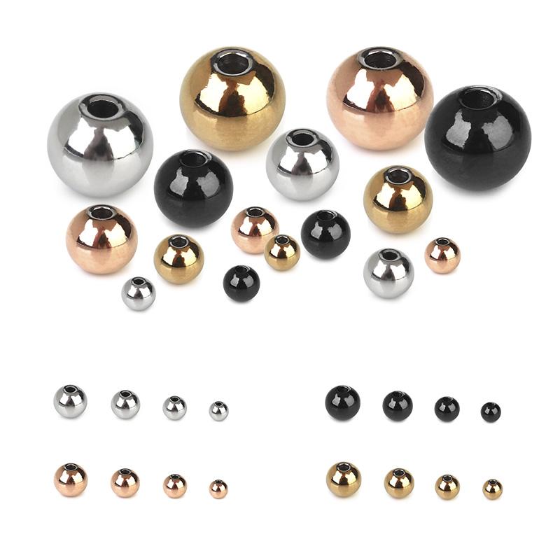 10-100Pcs 2-10mm High Quality Stainless Steel Beads For Jewelry Making Loose Spacer Round Beads DIY Bracelet Necklace Wholesale