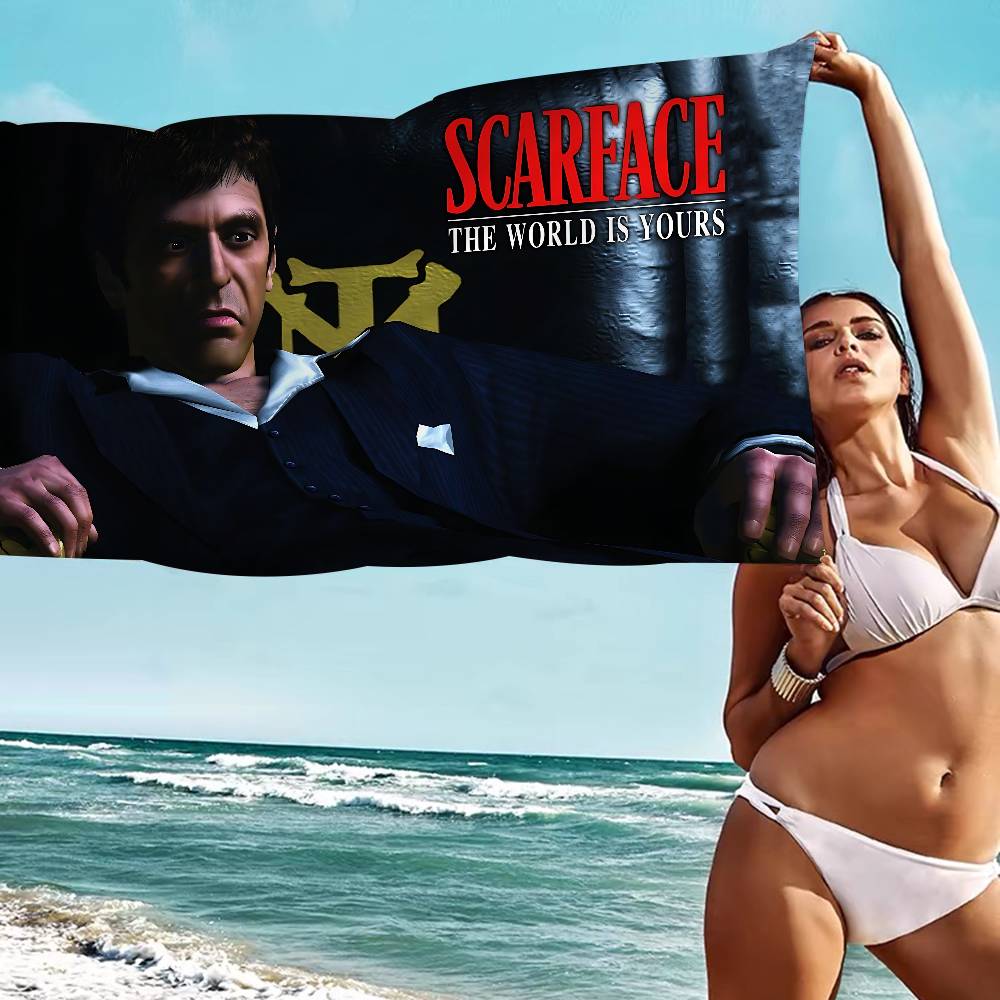Retro S-Scarface Bath Towel Microfiber Soft Water Absorbing Breathable For Girl Kids Decorative Cartoon Beach Towel