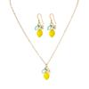 Conjunto de Collar y Pendientes de Limón Fresco, Cadena para Clavícula de Fruta de Verano con Goteo de Aceite, Estilo Dulce y Juvenil Dos Piezas Accesorios para Orejas