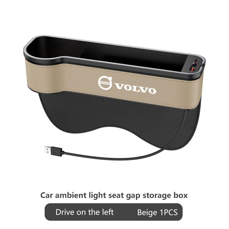 Pro Volvo XC40 XC60 XC70 XC90 S40 S60 S90 V40 V50 V60 V90 Auto USB Ambientní světlo Úložný box na sedadlo Box do mezery sedadla Autopříslušenství