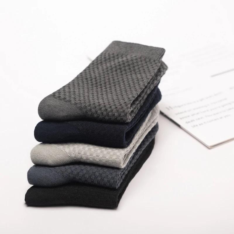 10Pairs/Men's Bamboo Fiber Socks Classic Business Office Stockings Breathable Deodorant Feet Men's Dress Socks Plus-size EU39-45