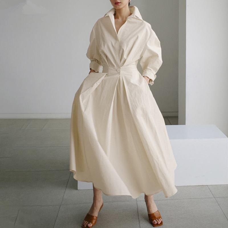 Elastic High-waisted Slimming Temperament Preppy Cardigan Dress