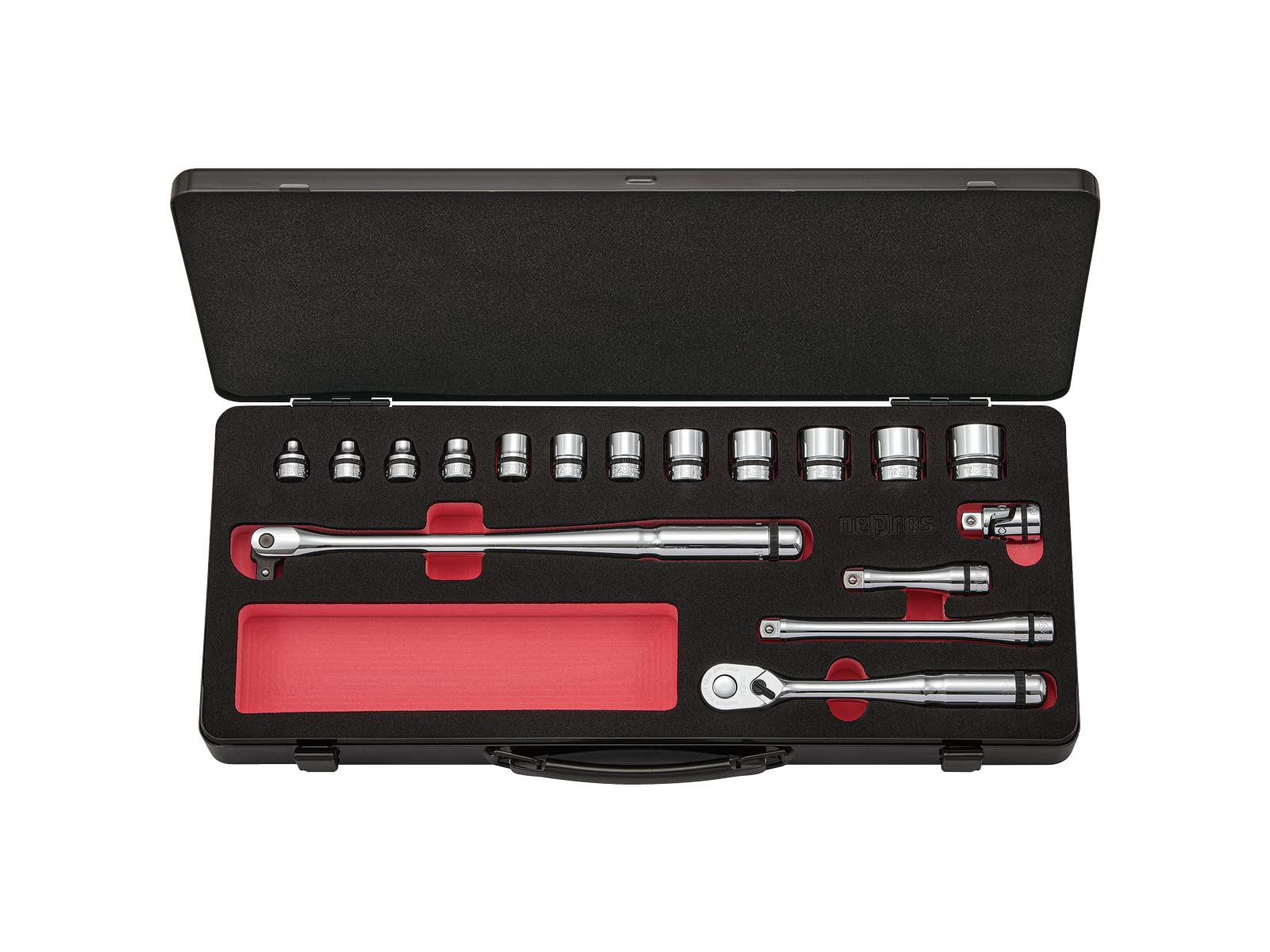 

Kyoto Machinery Tools Nepros Socket wrench set NTB317CZ (KTC) 9.5sq. [17 pieces] (with case)