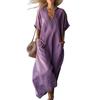 Summer Maxi Dress for Neck Flowy Long Women Loose V Dress Casual Short