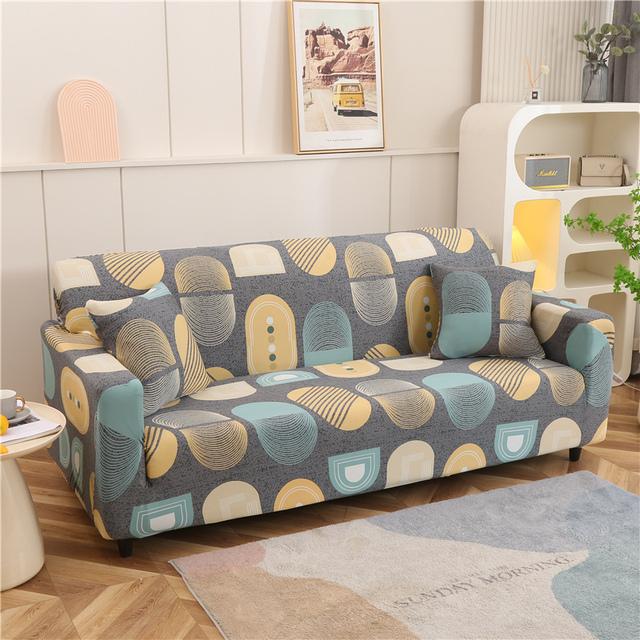 1 /2 /3 /4 Seater Geometry Sofa Cover Stretch Spandex L Shape Sofa Covers Cartoon Chaise Longue Couch Slipcover Furniture Protector