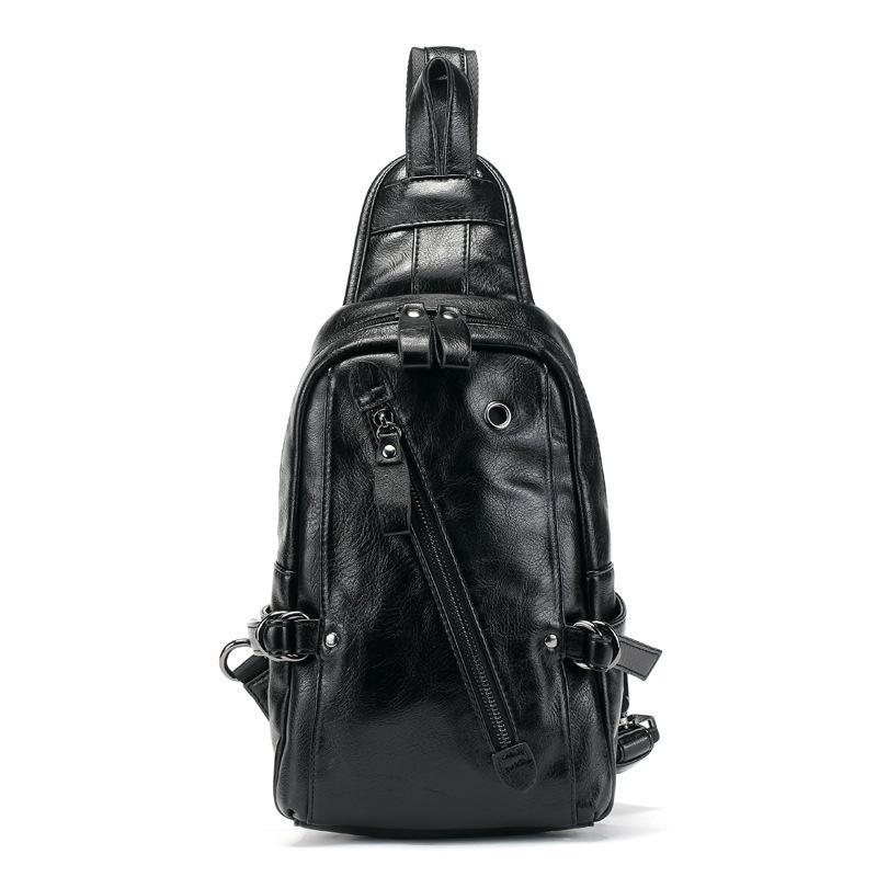 

Korean Men s Chest Bag Fashionable Pu Leather Casual Travel One Shoulder Diagonal Cross Backpack Back Cycling Wallet 17cmX29cmX8cm