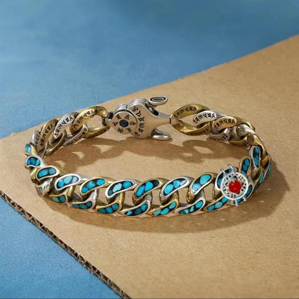 Misty Rain Retro Nine-Eyed Dzi Bead Bracelet - High-End Men's Good Luck Gift