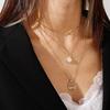 Gold Silber Farbe Buddhismus Lotusblume Halsketten für Frauen Weißer Kristall Anhänger Mehrschichtige Kette Halskette Schmuck Zubehör