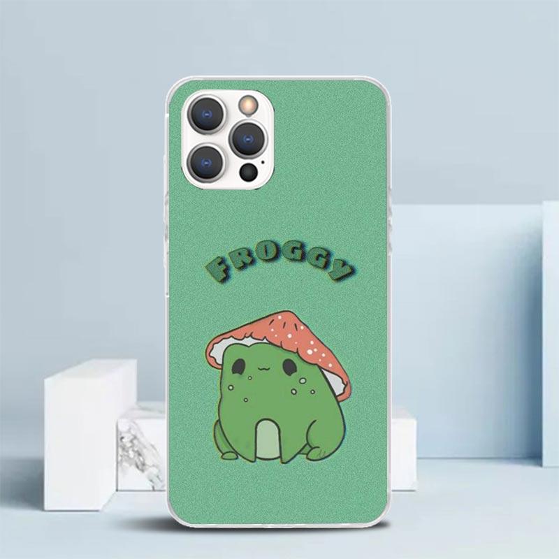Cottagecore Frog Mushroom Kawaii Phone Case For IPhone 16 17 Air 16E 15 14 Plus 13 Mini 12 11 Pro Max 7 8 + SE 2020 Soft TPU Bac