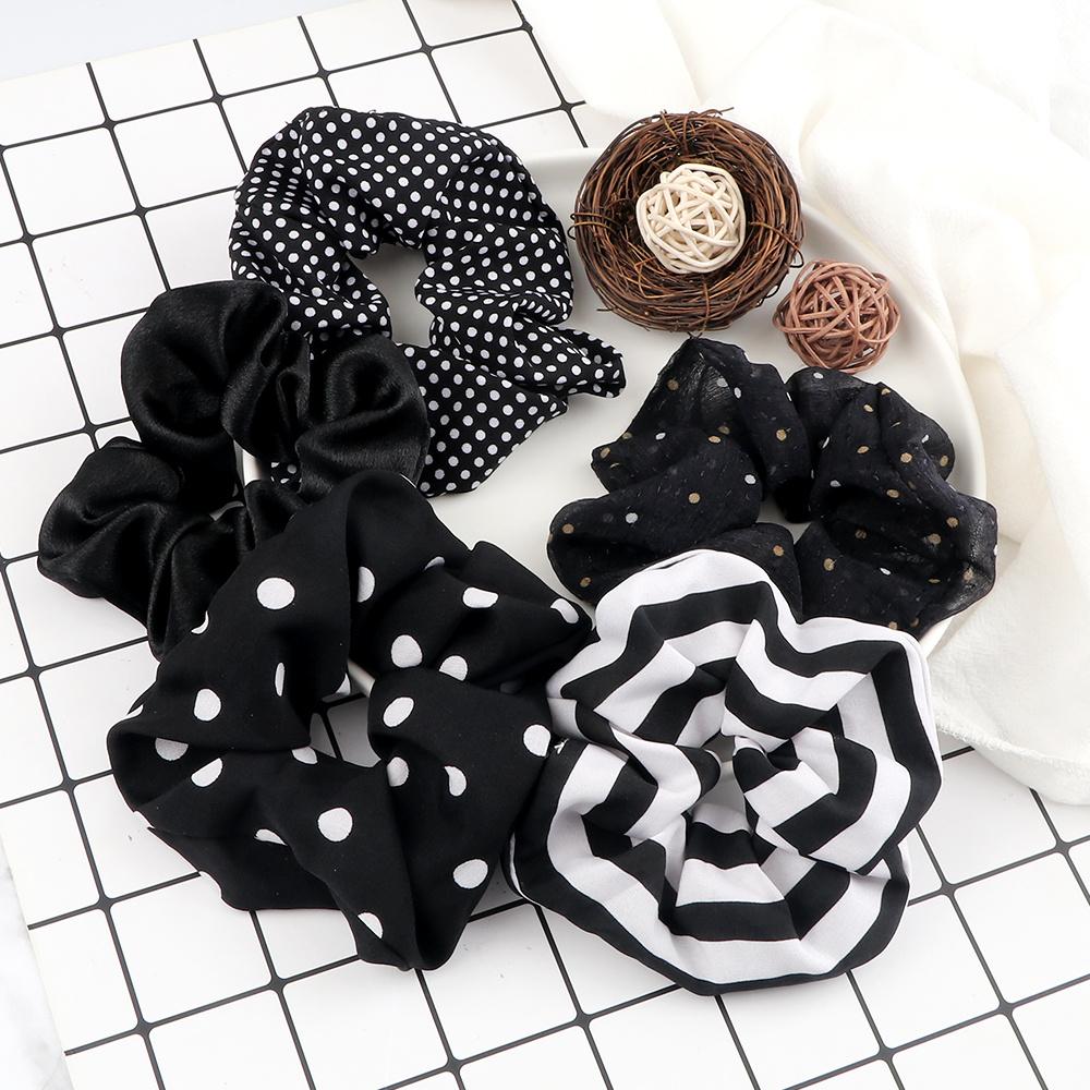5PCS/Set Korean Fashion Hair Bands Elastic Dots Satin Silk Scrunchie for Women Girls Hair Accessories Hair Ties Holder