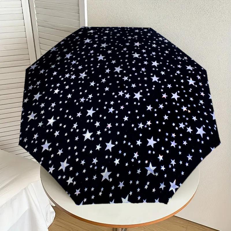 1 szt. Parasol z wzorem gwiazd i kółek, Parasol z automatycznym otwieraniem i zamykaniem, Wysokiej jakości parasol, Idealny prezent dla niej 215