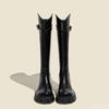 Spring And Autumn New Knight Women'S Shoes Versatile Thick Soled Long Tube Slimming Boots Solid Color Western Boots Platform