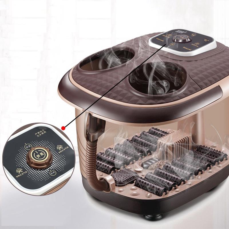 500W Elektrisches Fußbad Massagegerät Rollende Vibration Wärme Elektrische Sauerstoffblasen Fußmassage