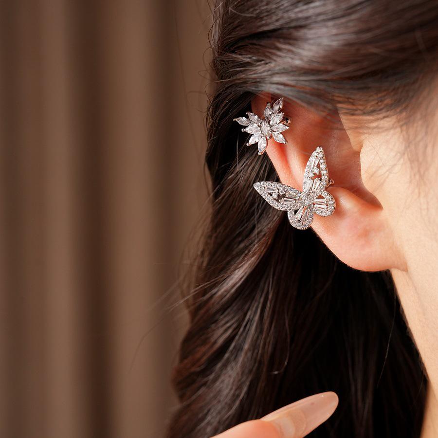 Sparkling Zirconia Butterfly Fairy Ear Clip: No-Piercing Luxury Earrings for Women