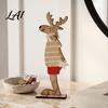 Rustic Holiday Centerpieces for Home Wooden Christmas Reindeer Figurines Handpainted Couple Elk Tabletop Ornaments Xmas Small Decorations