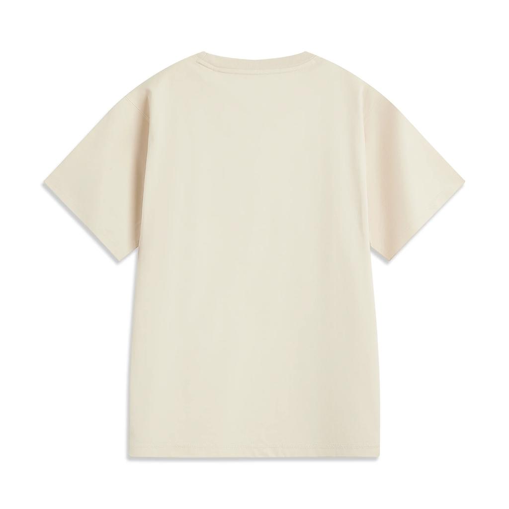 Li-Ning Bequemes Lässiges Einfaches Vielseitiges Feuchtigkeitsableitendes Lockeres Kurzarm-T-Shirt Damen Oberteile Sand-Khaki AHSV640-2