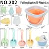 Children's 11-Piece Beach Sand Play Set - Folding Bucket and Shovels