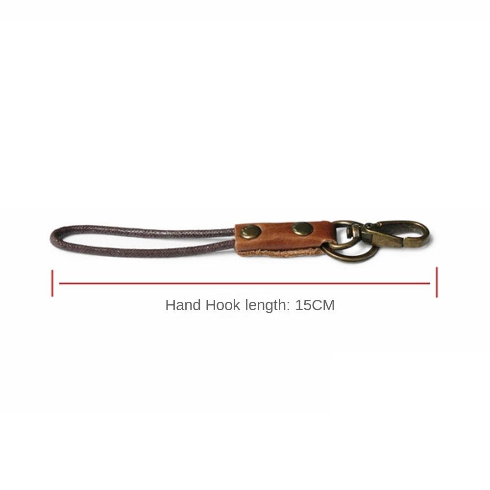 

Solid Color Car Keychain Genuine Leather Wrist Neck Lanyard Portable Neck Strap for Mobile Phone B