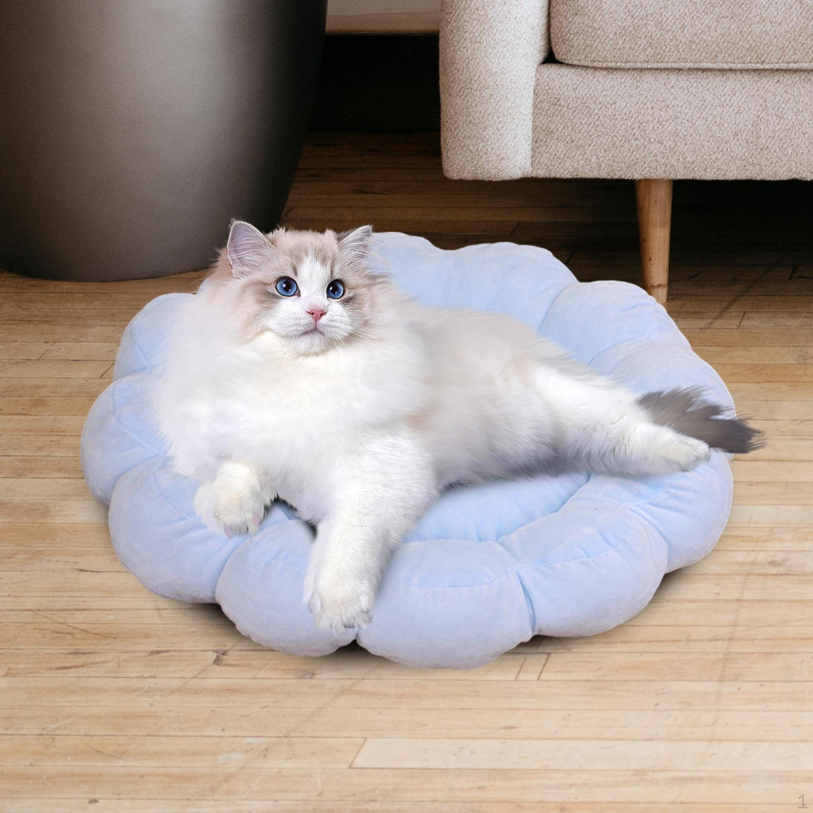 

Flower Cat Bed Pet Sleeping Pad Machine Washable Non Slip Small Dog Soft Nesting for синій