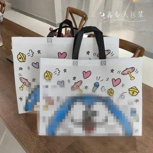 10pcs Non-woven Fabric Handbag Film Covering Waterproof Shopping Bags Strong Handle Package Bag Clothing Gift Pack Portable Bags