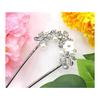 Meow Meow Hairpin Hair Accessory U-Shaped for Kimono Yukata Formal Kimono with Pearls, Metal, Antique Flower, Silver