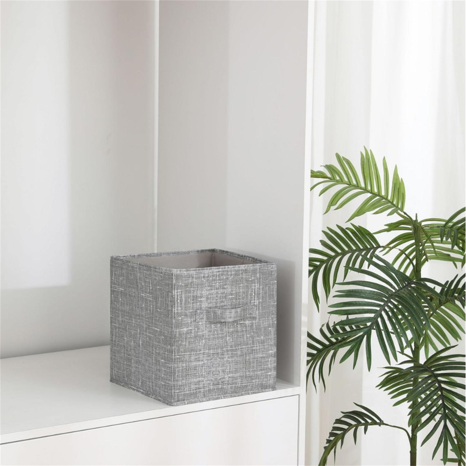 Foldable Storage Bin with Handle Non Woven Fabric Collapsible Organizer Box for Home Office Closet Storage and Toys one size